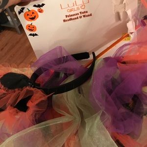 Lulu girls Halloween tutu, headband and wand set
